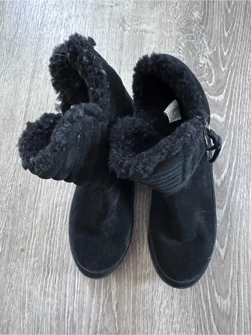 Tory Burch Black Suede Fur-Trim Ankle Boots